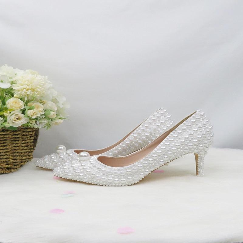 Pointed Pearl wedding shoes & Matching Purse - Luxurious Weddings