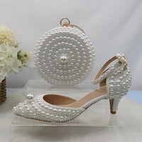 Pointed Pearl wedding shoes & Matching Purse - Luxurious Weddings