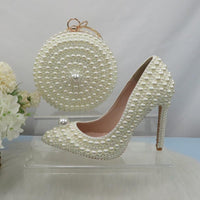 Pointed Pearl wedding shoes & Matching Purse - Luxurious Weddings