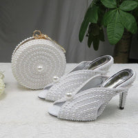 Pointed Pearl wedding shoes & Matching Purse - Luxurious Weddings