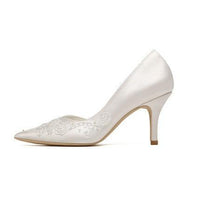 Pointed Sequins Embroidered silk bridal wedding shoes - Luxurious Weddings