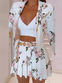 Print Skirt Pleated Party Skirt Matching Suit - Luxurious Weddings