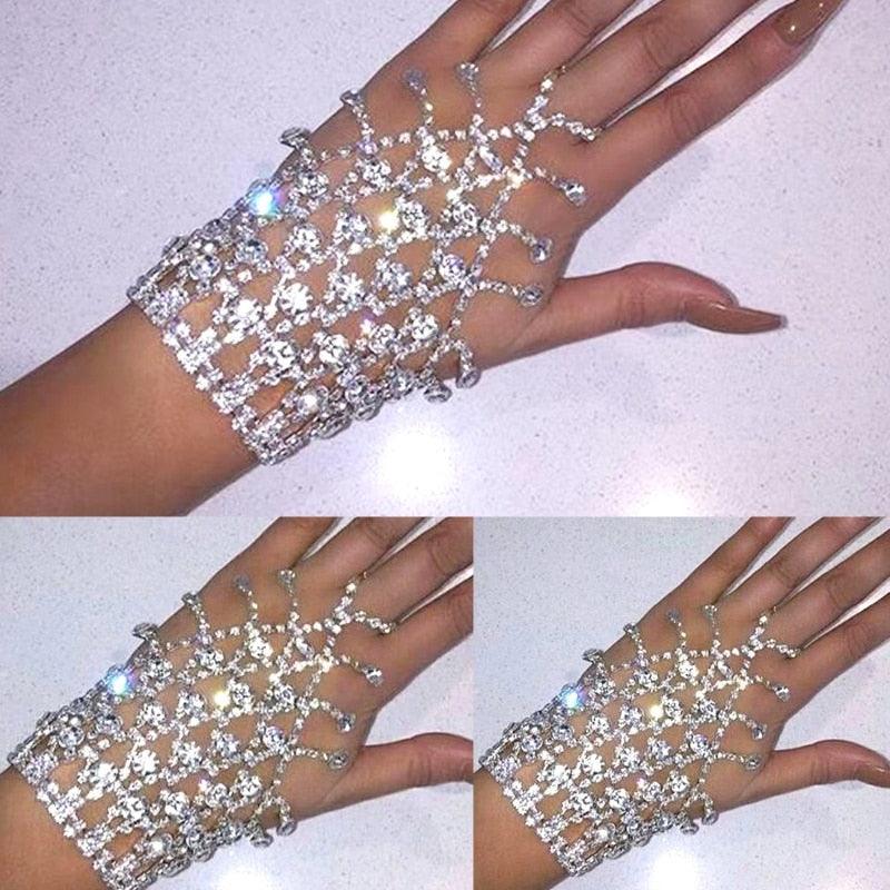 Rhinestone Finger Chain Bracelet rhinestone Accessories Luxurious Weddings