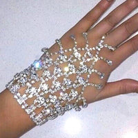 Rhinestone Finger Chain Bracelet Wedding Accessories - Luxurious Weddings