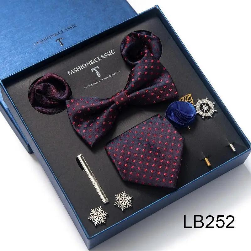 Silk Style Necktie & Pocket Squares Gift Box - Luxurious Weddings