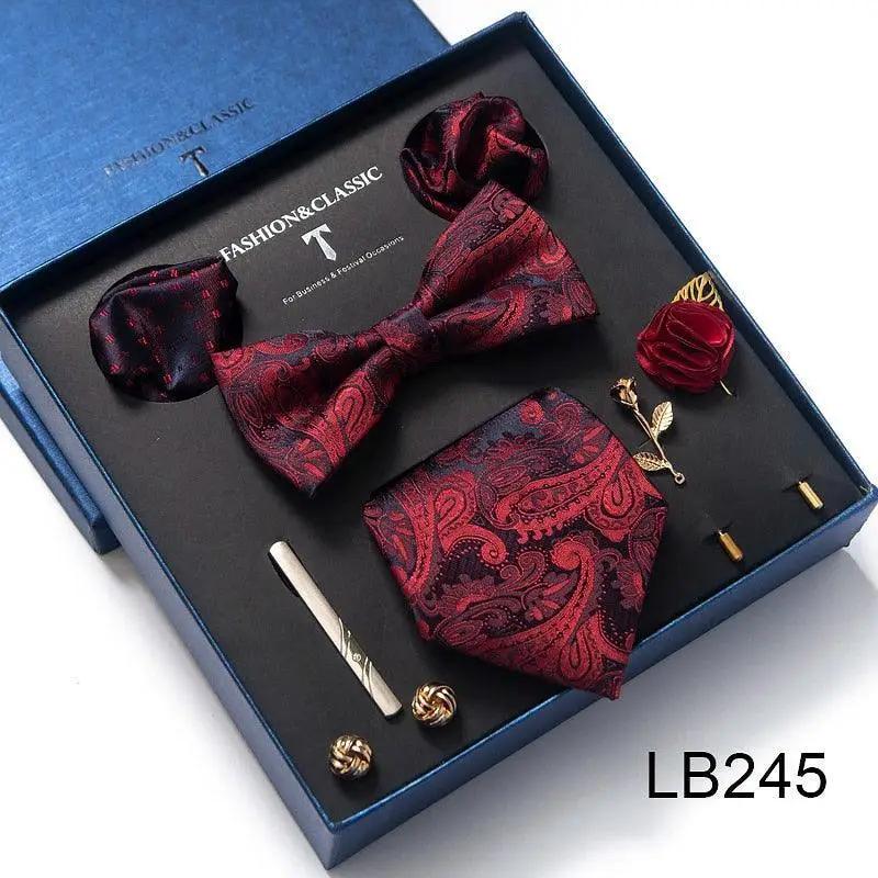 Silk Style Necktie & Pocket Squares Gift Box - Luxurious Weddings