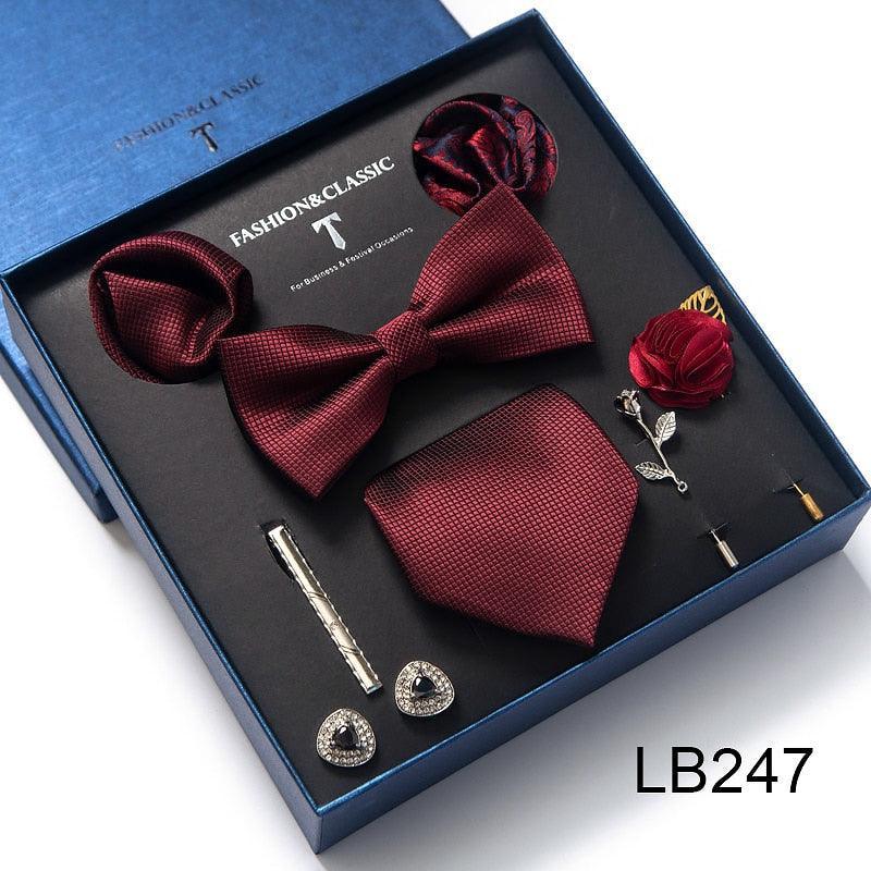 Silk Style Necktie & Pocket Squares Gift Box - Luxurious Weddings