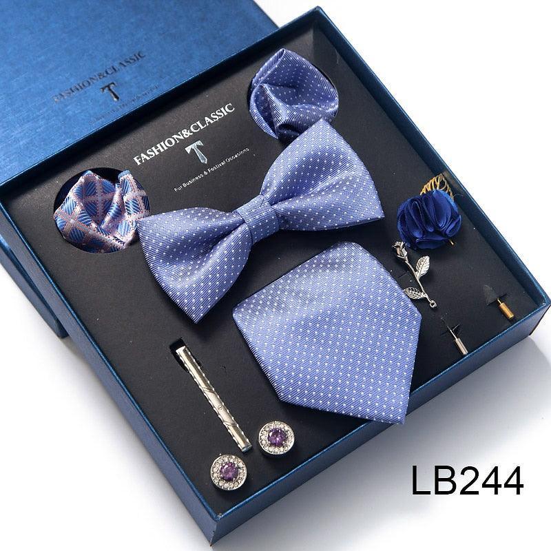 Silk Style Necktie & Pocket Squares Gift Box - Luxurious Weddings