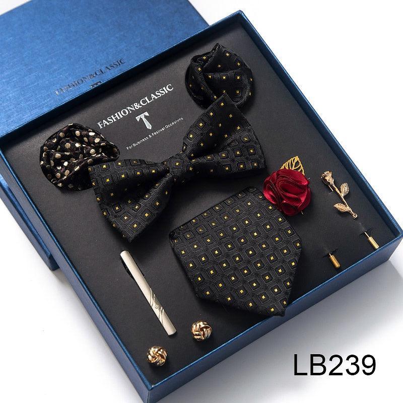 Silk Style Necktie & Pocket Squares Gift Box - Luxurious Weddings