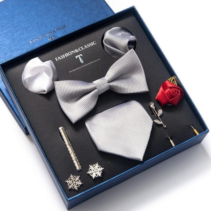 Silk Style Necktie & Pocket Squares Gift Box - Luxurious Weddings