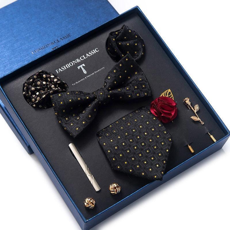 Silk Style Necktie & Pocket Squares Gift Box - Luxurious Weddings