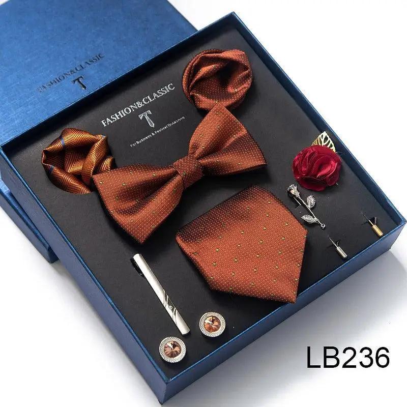 Silk Style Necktie & Pocket Squares Gift Box - Luxurious Weddings