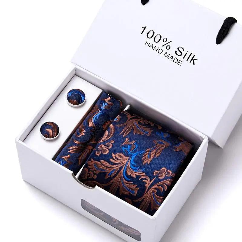 Silk Wedding Floral Necktie Handkerchief Set - Luxurious Weddings