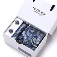 Silk Wedding Floral Necktie Handkerchief Set - Luxurious Weddings