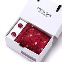 Silk Wedding Floral Necktie Handkerchief Set - Luxurious Weddings