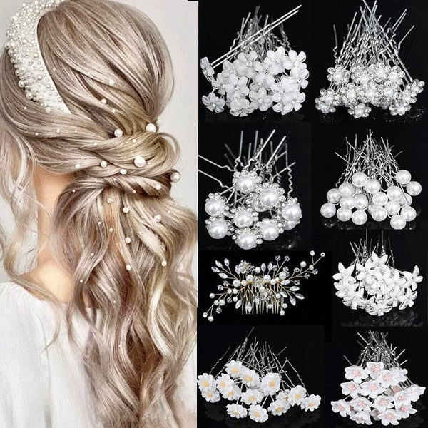 Silver Color Pearl Rhinestone Wedding Hair Combs Hair Accessories - Luxurious Weddings