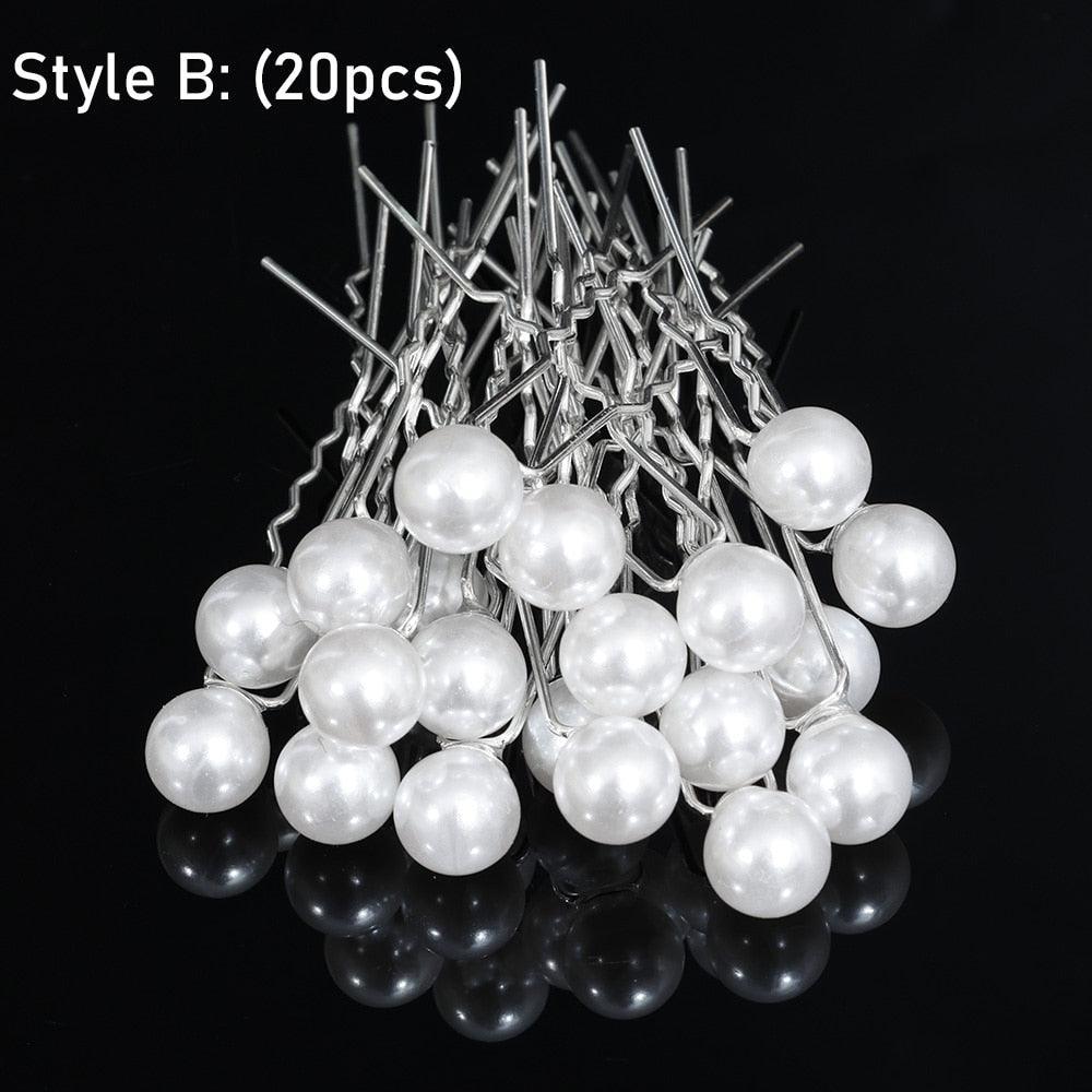 Silver Color Pearl Rhinestone Wedding Hair Combs Hair Accessories - Luxurious Weddings