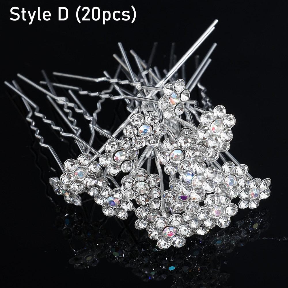 Silver Color Pearl Rhinestone Wedding Hair Combs Hair Accessories - Luxurious Weddings