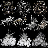 Silver Color Pearl Rhinestone Wedding Hair Combs Hair Accessories - Luxurious Weddings