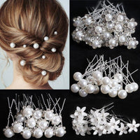 Silver Color Pearl Rhinestone Wedding Hair Combs Hair Accessories - Luxurious Weddings