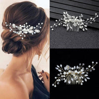 Silver Color Pearl Rhinestone Wedding Hair Combs Hair Accessories - Luxurious Weddings