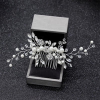 Silver Color Pearl Rhinestone Wedding Hair Combs Hair Accessories - Luxurious Weddings