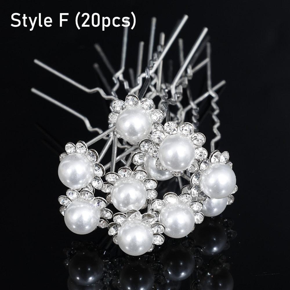 Silver Color Pearl Rhinestone Wedding Hair Combs Hair Accessories - Luxurious Weddings