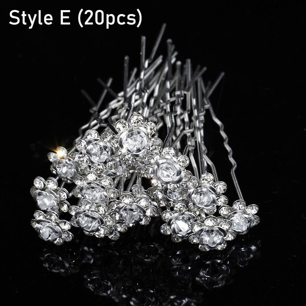 Silver Color Pearl Rhinestone Wedding Hair Combs Hair Accessories - Luxurious Weddings