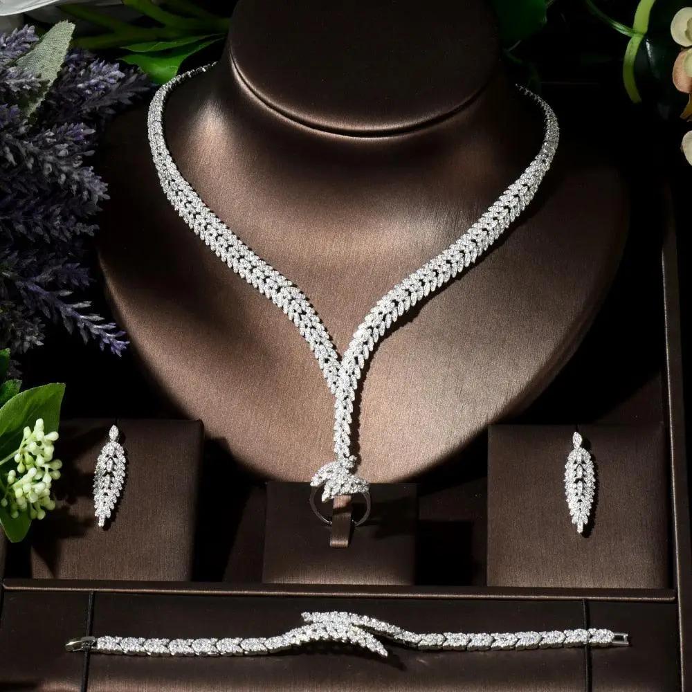 Unique Brilliant Cubic Zirconia Necklace Set - Luxurious Weddings
