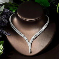 Unique Brilliant Cubic Zirconia Necklace Set - Luxurious Weddings