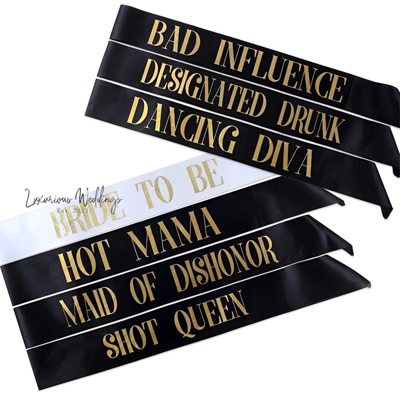 Universal Bridal Party Decorations - Satin Sash & Shoulder Straps Hens Night Luxurious Weddings