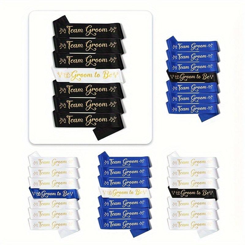 Wedding Party Sash Set - Groom to Be & Team Groom - 7pcs Team Groom Sashes Luxurious Weddings