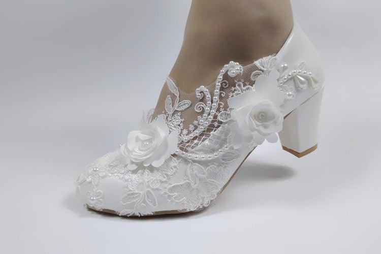 White Flower Pumps wedding shoes - Luxurious Weddings