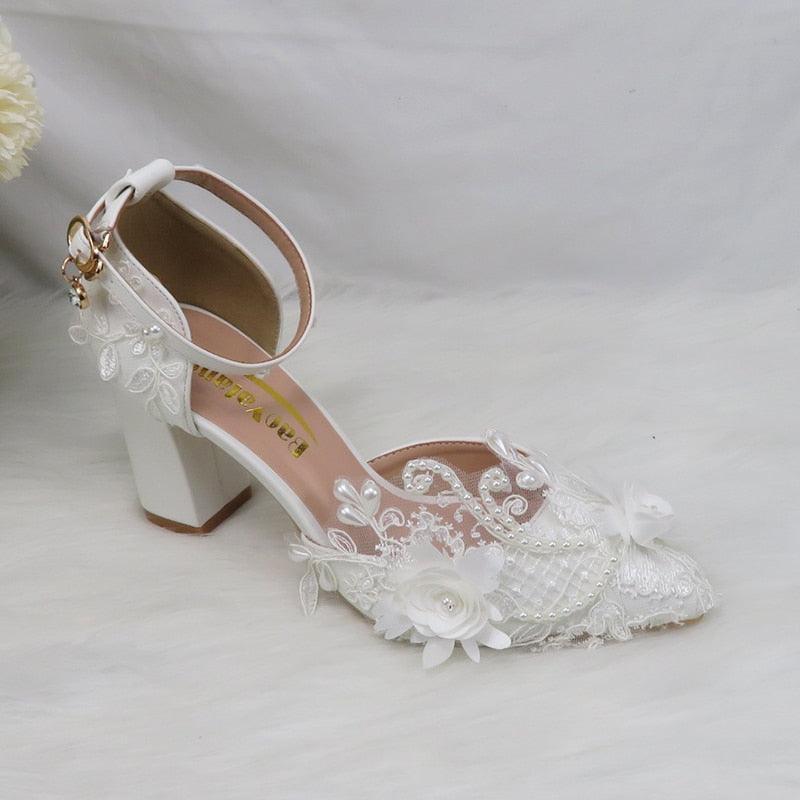 White Flower Pumps wedding shoes - Luxurious Weddings