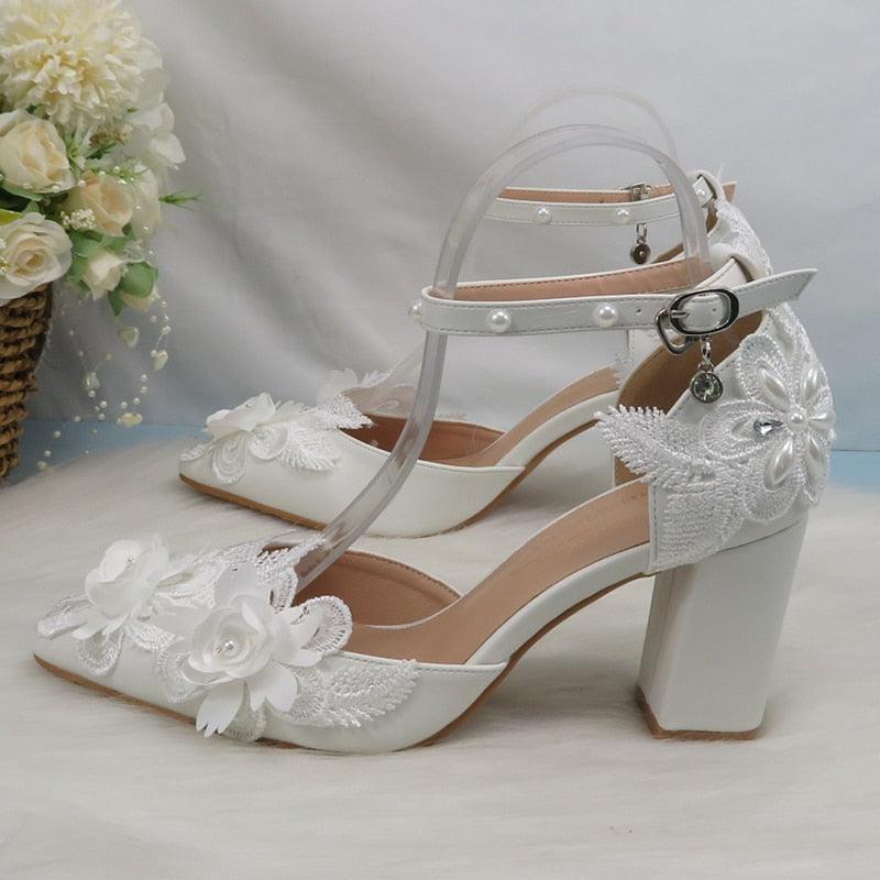 White Flower Pumps wedding shoes - Luxurious Weddings