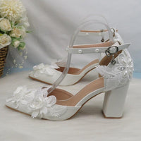 White Flower Pumps wedding shoes - Luxurious Weddings