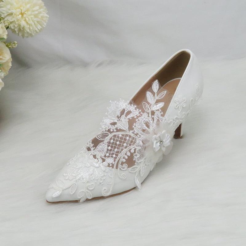 White Flower Pumps wedding shoes - Luxurious Weddings