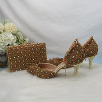 White Lace Flower wedding shoes with matching bag - Luxurious Weddings