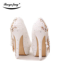 White pearl beads Wedding Shoes - Luxurious Weddings