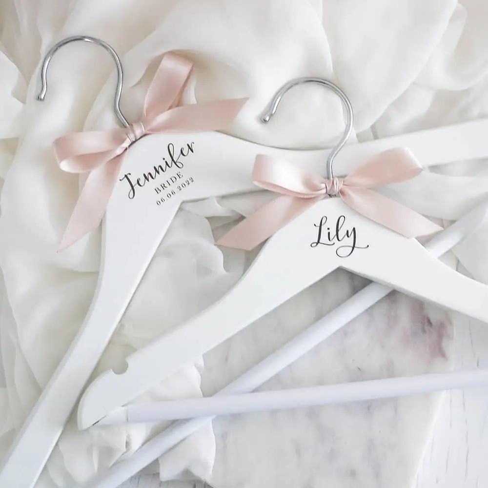 White Solid Wood Hanger Custom Bridesmaid - Luxurious Weddings