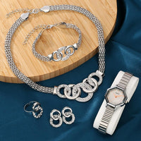 Women Watch Bracelet Set Jewelry Earrings Necklace Ring Gift for Ladies Minimalist Elegant Quartz Wristwatch Relogio Feminino - Luxurious Weddings